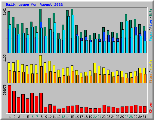 Daily usage for August 2022