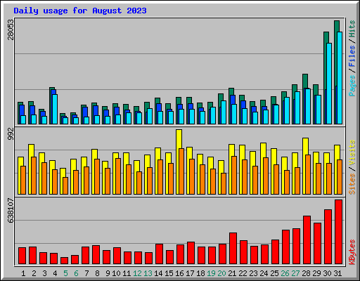 Daily usage for August 2023
