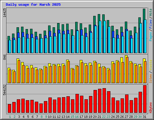 Daily usage for March 2025