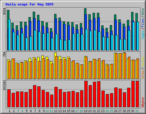 Daily usage for May 2025